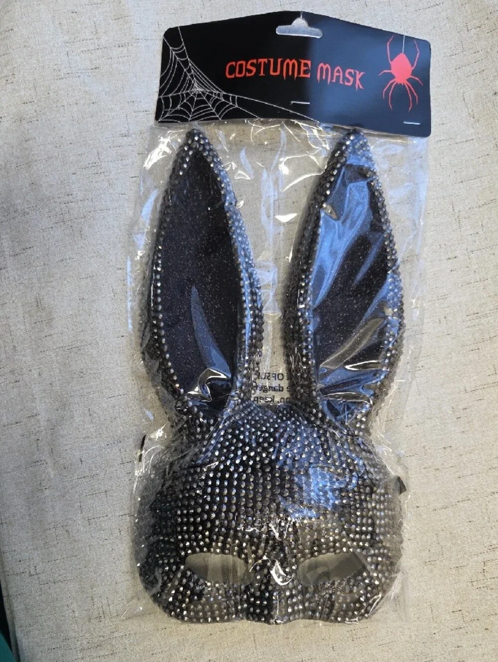 Halloween Black Sparkle Bunny Ear Costume Mask